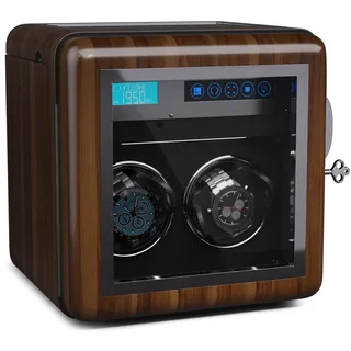 Klarstein Uhrenbeweger für Automatikuhren, Automatik-Uhrenbeweger für 2 Uhren, Automatikuhr Uhrenbeweger mit Acryl-Tür, Automatischer Uhrenbeweger, Blaue LEDs, Watch Winder mit 5 TPD Einstellungen