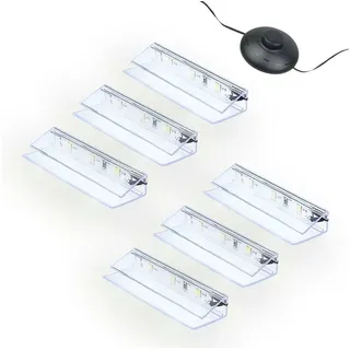 Kalb Material Für Möbel kalb | LED Glaskantenbeleuchtung Ambilux Clip transparent 3000K 5000K 1-10 Sets für Glasböden 4-10mm Fußschalter Glasbodenbeleuchtung erweiterbar um Dimmer/Controller Plug & Play (kaltweiß, 6er Set)