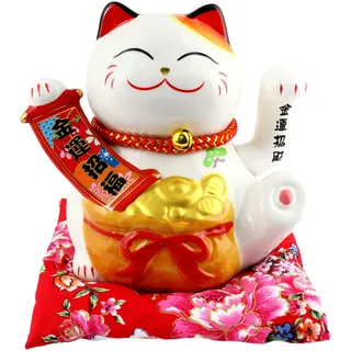 Freak Scene Glückskatze - Maneki-Neko - Winkekatze aus Porzellan 15,5 cm weiß - Maneki Neko 01