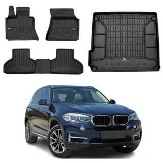 OMAC Auto-Fußmatten OMAC Fußmatten & Kofferraumwanne Set für BMW X5 F15 2013-2018 Gummi 4x (4 St), für BMW X5 F15 F85 2013-2018 BMW X5 F15 F85 2013-2018, Einfache Installation,Antirutsch,Leicht zu reinigen schwarz