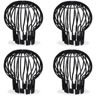 Relaxdays Relaxdays, Fallrohrschutz, 4er Set, Kunststoff Korb, Laub Rinnensieb, Regenrohrschutz, Dachrinnenschutz, Ø 13 cm, schwarz