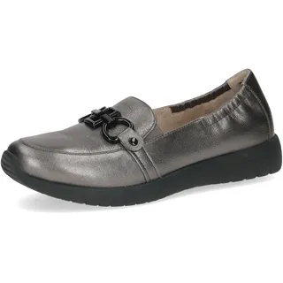 CAPRICE Damen Slipper aus Leder Bequem, Silber (Dk Grey Metal.), 39 EU