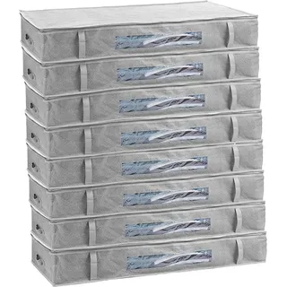 Centi Unterbettkommode Unterbett Aufbewahrungsbox für Bettkasten Aufbewahrung (Set, 8 St., 100L x 45B x 15H cm), 100 l Volumen, Aufbewahrungstasche für Decken, Kissen und Kleider grau