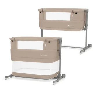 Kinderkraft NESTE GROW 3 in 1 Babybett, Beistellbett baby, Kinderbett ab Geburt für 2 Jahre, mit Matratze Transporttasche Rollen, Höhenverstellung in 5 Stufen, verstellbaren Matratzenwinkel, Beige