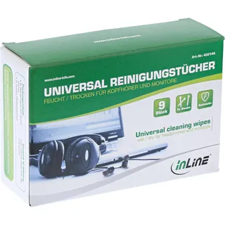 InLine Universal Reinigungstücher nass/trocken für Kopfhörer und Monitore