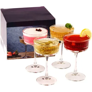 Vintage Coupé Gläser 4er Set (8,8 oz/260 ml), Champagner, Wein, Martini, Cocktailgläser, Longdrinkgläser, Kristall Rotweingläser und Weißweingläser
