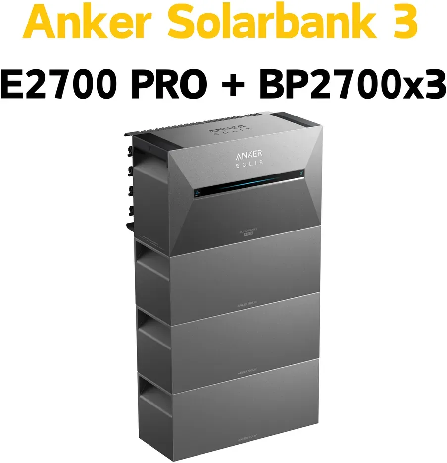 Anker SOLIX Solarbank 3 E2700 PRO Solarspeicher Balkonkraftwerk Stromspeicher - Solarbank 3 E2700 PRO + BP2700 x3