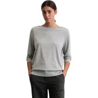 Langarmshirt MARC O'POLO "aus TENCELTM Lyocell-Baumwolle-Mix", Damen, Gr. XL, grau granite melange, Obermaterial: 67% Lyocell, 33% Baumwolle, unifarben, Basic, regular fit, U-Boot-Ausschnitt, Langarm Bündchen, Shirts