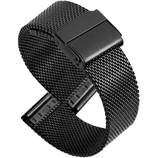Uhrenarmbänder Milanese Edelstahl Uhrenarmband Ultradünnes Schnellverschlussarmband für Herren Damen 18mm Schwarz Exquisit gemachtNützlich und praktisch