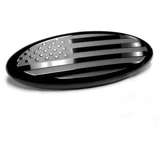 HIBEYO 1Stücke Universal Auto Amerikanische Flagge Frontgrill hinten Heckklappe Emblem Frontgrill Heckklappe Emblem Passt für Ford Oval Boot Abzeichen Emblem Aufkleber Namensschild-11.5cm Schwarz