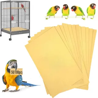 Lesimnky Vogelkäfig-Auskleidung, 50 Stück, 43,2 x 27,9 cm, Kiespapier, schneidbar, speziell für Vogelkäfig in Seesand, leicht zu reinigendes Haustier-Schleifpapier, Kalziumpapier für Vogelkäfige,