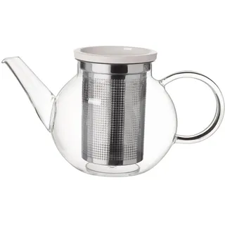 Villeroy & Boch - Artesano Hot & Cold Beverages Teekanne Größe M mit Sieb 1,6 L Klar, Spülmaschinenfest, Kanne mit Deckel und Siebeinsatz, Glaskanne, Borosilikatglas, Edelstahl, Premium Porzellan