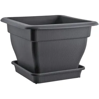 Buri XL Pflanzkübel Blumentopf 48x48cm Wasserspeicher Pflanztopf Blumenkübel 33 Liter anthrazit,