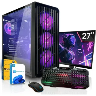 SYSTEMTREFF Gaming Komplett PC - Ryzen 5 5600X - Nvidia GeForce RTX 5060 Ti 8GB - 32GB DDR4 - 1TB NVMe - 27 Zoll TFT - Windows 11 Pro - Desktop