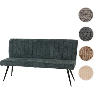 Sitzbank HWC-K16, Esszimmerbank Bank Polsterbank, Rückenlehne Stoff/Textil Chenille Metall 160cm ~ blau-grün