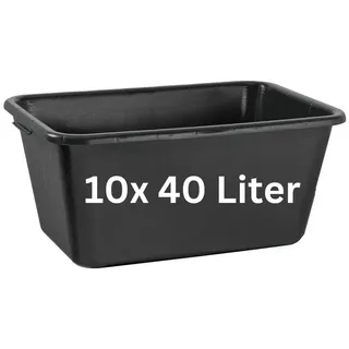 Buri 10x Mörtelkasten 40 Liter Mörtelwanne Mörtelkübel Zementwanne Speiswanne schwarz