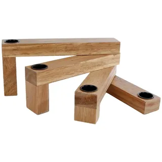 Spetebo Holz Kerzenhalter klappbar für 4 Stabkerzen - 33 x 15 cm - Deko Kerzenständer für Tafelkerzen - Kerzenleuchter Advent Weihnachten Winter Tischdeko