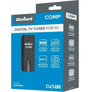 REBEL TV Comp Receiver DVB-T2 H.265 HEVC USB (USB, DVB-T2, DVB-C, DVB-T), TV-Karte