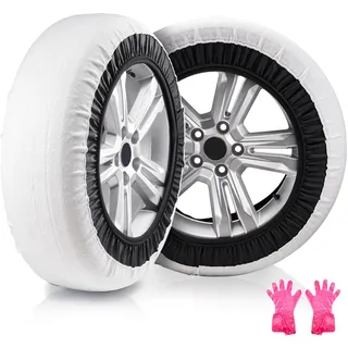 Vevor Verdickte Schneesocken für Reifen Reifensocken aus Polyesterfaser mit elastischen Bändern, Reifenabdeckung mit Schneehaftung für Auto, SUV, Pickup und Lkw (2er-Pack) - Groß