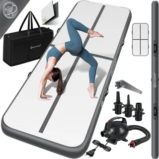 Kesser KESSER® Turnmatte Aufblasbar Airtrack 2m/3m/4m/5m/6m Fitness-Matte Gymnastikmatte inkl. Tragetasche & elektr. Luftpumpe Yogamatte, Tumbling Matten, Trainingsmatte, Turn- & Fitness