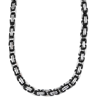 König Design 9 mm Königskette Armband Herrenkette Männer Kette Halskette Panzerkette, 40 cm Silber/Schwarz Edelstahl Ketten