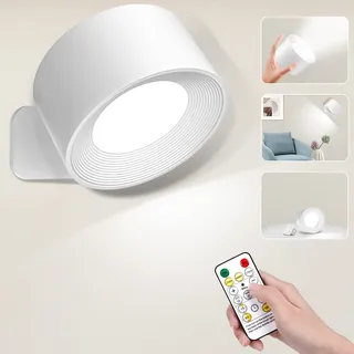 mamieliz LED Wandleuchte Innen, Wandlampe Ohne Stromanschluss Infinity Led Wandleuchte, 10 Helligkeitsstufen und 3 Farbmodi, Touch Control Fernbedienung 360°, drehbare akku lampe wandleuchte kabellos