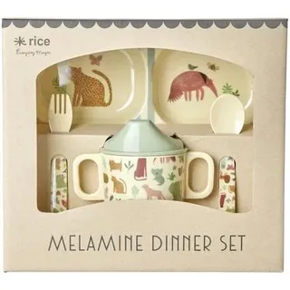 Rice Baby Geschirrset, 4-teilig, Crème Sweet Jungle Print
