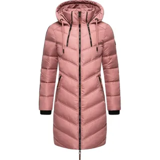 Marikoo Damen Wintermantel Warmer Steppmantel lang mit Verstellbarer Kapuze Armasa Dark Rose Gr. XXL - XXL