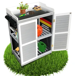 Coemo Gartenschrank Lola aus Holz mit verzinkter Arbeitsplatte