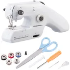 Echte Mini-Handnähmaschine mit Ober- und Unterfaden, USB & Batterien