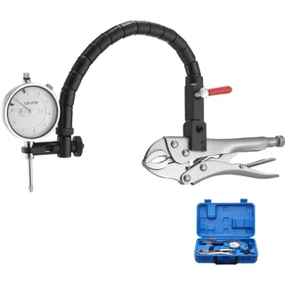 Vevor Messuhr mit 360° flexiblem Arm & 360° Gripzange, 0,03 mm Genauigkeit, 0–25,4 mm Bereich, professionell für Maschineneinrichtung, Messung enger Bereiche, Aufbewahrungskoffer