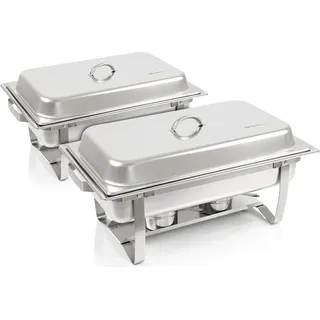 Zelsius Chafing Dish Profi Set "Toulouse", 2x Edelstahl Warmhaltebehälter Essen, Buffet Wärmer