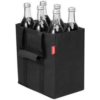 Achilles Flaschentasche 6 Fächer je 1,5 Liter – Reißfester Flaschenkorb mit Klettband – Faltbarer Flaschenträger mit Trennwänden – Flaschen Einkaufstasche für Wasserflaschen, Wein und Bier – Schwarz