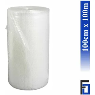 1x Rolle Luftpolsterfolie Breite 100cm x Länge 100m / 50my - 100 cm X 100 m X 100 m - transparent