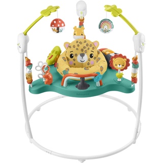 Fisher-Price Hüpf-Leopard Jumperoo - Wippe, 360 Grad Sitz, abnehmbarer Tukan, höhenverstellbar, mit Lichtern und Geräuschen, für Babys ab 6 Monaten, HND47