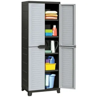 vidaXL Kunststoffschrank 0,65 x 0,45 x 1,81 m grau