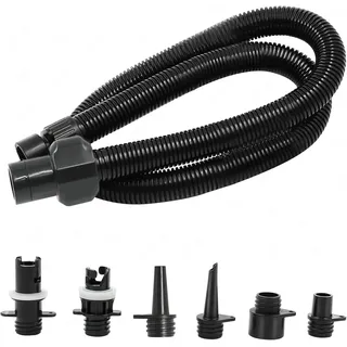 Aufblasbare Pumpe Luftschlauch Kit mit 6 Düsen, 16/20PSI SUP Elektrische Luftpumpe Stand Up Paddle Board Pumpe Zubehör Adapter für Schlauchboote, Flöße, aufblasbares Zelt, Wassersportbecken, Kajak