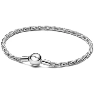 Pandora Moments Runder Verschluss Gedrehtes Schlangen-Gliederarmband aus Sterling-Silber, Kompatibel Moments, Größe: 21 cm,