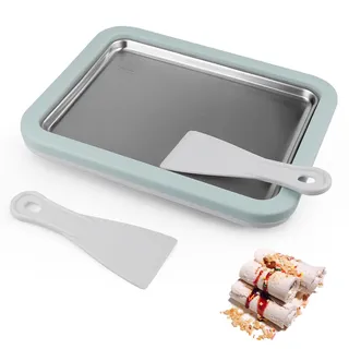 DBREAKS Eiscreme Roller Maker Pan, Eisplatte, Ice Cream Rolls Maker, Ice Rolls Maschine, Hausgemachtes Speiseeis, Eis Platte für Ice Rolls Edelstahl, Für Gefrorener Joghurt Eiscreme Gelato,Grün