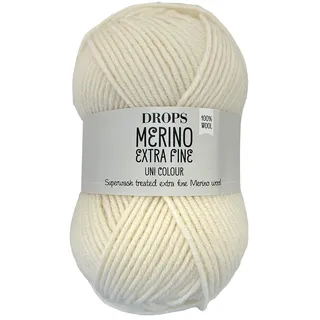 Frida's Wollhaus Drops 50 g Merino Extra Fine Mulesingfrei Waschbar Häkeln Stricken 46 Farben (uni colour 01 | Natur)