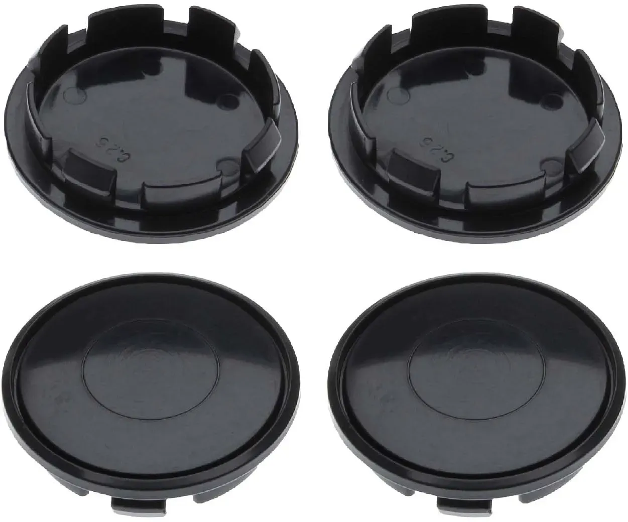 4 Nabenkappen Ø 66,0 mm - 56,0 mm / rund gewölbt umrandet schwarz