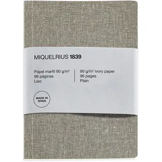 Miquelrius - Recycling-Notizbuch, Einband aus Papier mit Leinenoptik, Größe A5, 148 x 210 mm, 96 Seiten glatt 90 g/m2 in Elfenbeinfarben, Leinen-Design