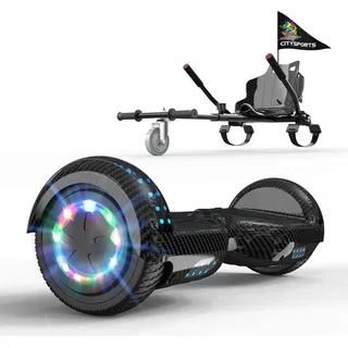 GeekMe Hoverboard 6,5 Zoll Hoverboard Sitz Hoverkart Hoverboard Mit Sitz Bluetooth-Lautsprechern Und LED-Leuchten Hoverboard Sitz für Kinder und J... - Schwarz
