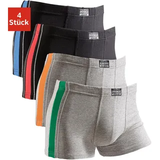 Authentic Underwear Boxer AUTHENTIC UNDERWEAR "Boxershorts für Herren", Herren, Gr. 4, 4 Stk., grau (grau, meliert, grau, meliert, schwarz, schwarz), Jersey, Obermaterial: 95% Baumwolle, 5% Elasthan, unifarben, Unterhosen, mit kontrastfarbigen Streifen seitlich
