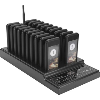 ASHATA Wireless Queue Calling System, Restaurant Wireless Calling System Warteschlange Guest Paging System 999-Kanal Restaurant Pager SU-68Z 110-240V(Schwarz)