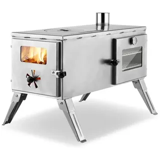ECOfoxx Grillkamin Kurt, Outdoor-Küchenherd aus Edelstahl, Holzbackofen, Gartenofen