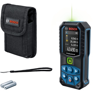 Bosch Professional GLM 50-23 G (grüner Laser, Neigungssensor, Reichweite: bis zu 50 m, robust, IP65, ± 1,5 mm*, 2x AA-Batterie, Schlaufe, Tasche)