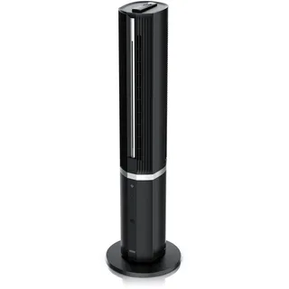 Brandson Luftkühler NTV Sieger 2026 mit Wasserkühlung & Fernbedienung leise, Verdunstungskühler, Turmventilator, DC-Motor 55 W, 1,5l Wassertank,... - Schwarz