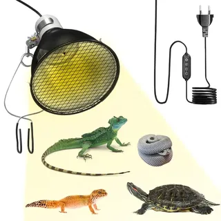 HOVCEH Wärmelampe Terrarium Reptilien, Terrarium Lampe mit Lampenschirm, 5.5 Zoll Aluminium Reflektorlampe Terrarium Lampenfassung E27, UVA/UVB Wärmelampe Schildkröten für Terrarien, Aquarien