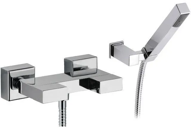 TWIN Zweigriff-Brausebatterie mit Handbrause, Brauseschlauch & Brausehalter, chrom